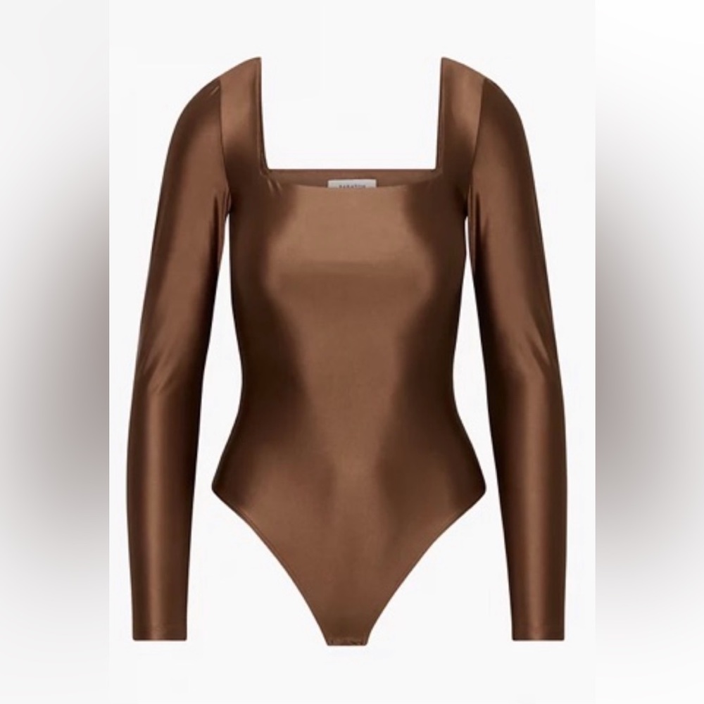 Babaton Black or Taupe Color Satin square neck body suit